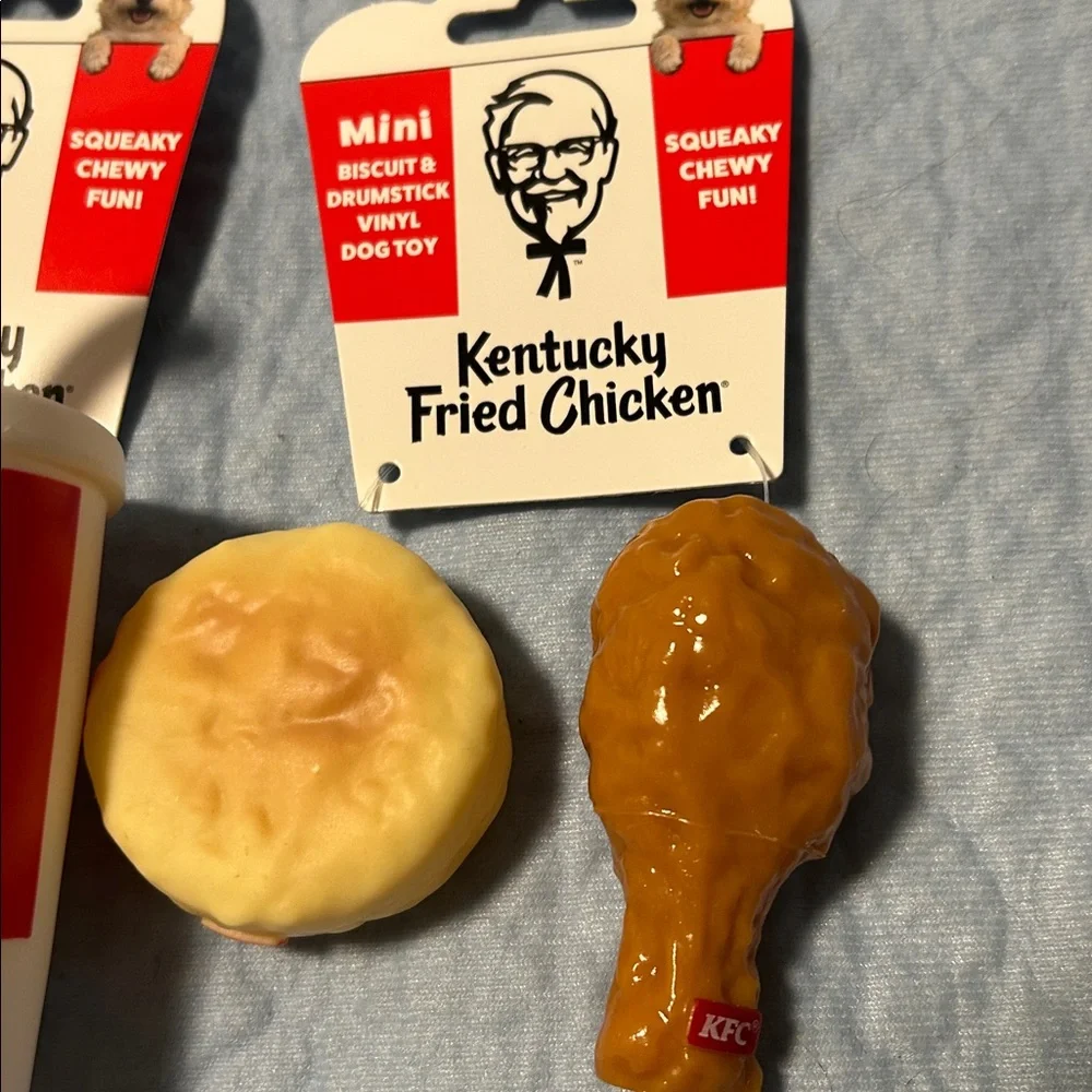 Set of 2 KFC Mini Vinyl Dog Toys 3 Total Toys